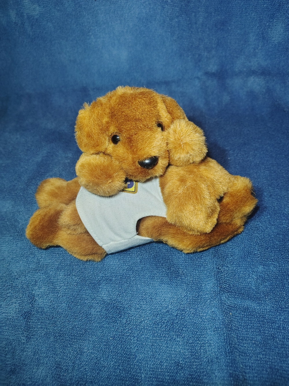 Animal Plush Tan/Brown Puppy with Light Gray Shirt